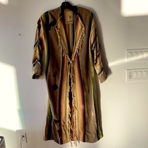 Ladies western duster wool coat , size size/ med made from antique serape